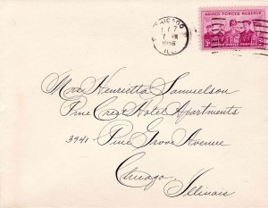 USA 1956 Sc 1067 Cover Chicago Illinois Calligraphy Script Armed Forces Reserve