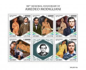 Sierra Leone Art Stamps 2020 MNH Amedeo Modigliani Nudes Nude Paintings 5v M/S