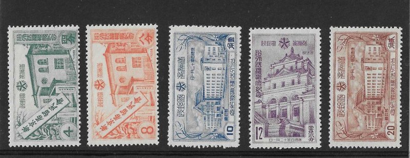 Manchukuo Sc #122-126  5 issues  OG VF