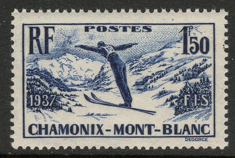 France, Scott 322, XF Unused OG NH, 1937 Chamonix