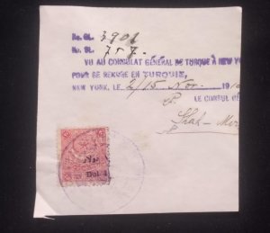 C) 1918, TURKEY, AIR MAIL, CUT SHEET SENT TO THE UNITED STATES 2ND CHOICE