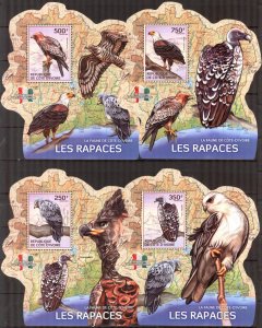Ivory Coast 2014 Birds Raptors 4 S/S MNH