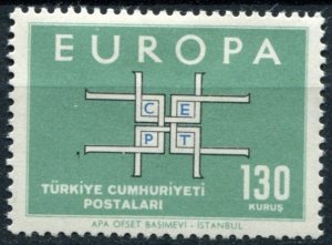 Turkey Sc#1603 MNH, 130k bl grn, blk & bl, Europa (C.E.P.T.) 1963 - Square (1...