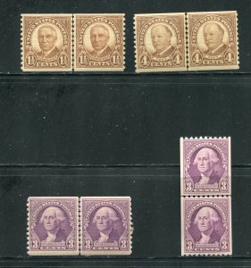 686-687, 721-722 Harding, Taft, Washington Joint Line Pair Stamps MNH