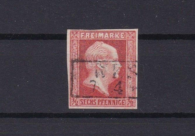 prussia 1860 ½sgr vermilion imperf no wmk used stamp  cat £250+ ref r13425