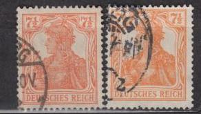 Germany - 1916 7 1/2pf Germania colors Mi# 99a,99b (9114)