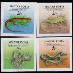 HUNGARY 1989 - Scott# 3189A-92A Reptiles Imp. 2-5fo NH