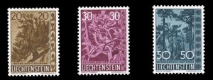 Liechtenstein #353-355 Cat$32.50, 1960 20rp-50rp, set of three, never hinged