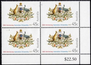 Australia SG1836 45c 50th Anniversary of Australian Citizenship U/M Block