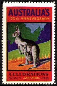 1938 Australia Poster Stamp 150th Anniversary Celebrations Sydney January-April