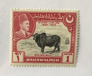 Pakistan Bahawalpur 1949 Scott 25 MH - 1a,  Sahiwal bull