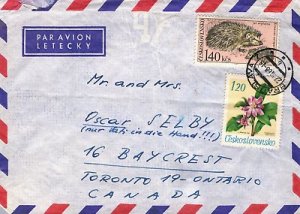 1968 AIRMAIL COVER FROM CZECKOSLOVAKIA TO TORONTO ONTARIO DUAL FRANKING