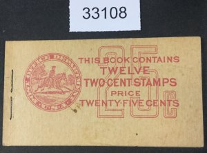 US STAMPS  #BK69 BOOKLET ONLY 2PANES INSIDE MINT OG NH $400 LOT #33108