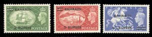 Bahrain #78-80 Cat$105, 1950-51 George VI, three high values, never hinged, f...