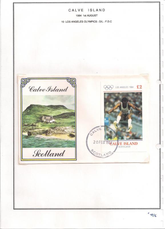 SCOTLAND - CALVE IS - 1984 - Olympics LA - D/L Sheet on F D C