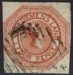 TASMANIA 1853 QV COURIER 4D PLATE I USED