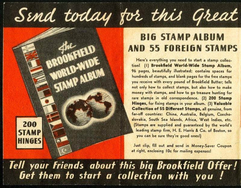 Brookfield Stamps Antique Ad With Free Bosnia Stamp