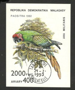 MADAGASCAR - MALAGASY - USED BLOCK -FAUNA-BIRDS- PARROT (POSTMARK 1993.) - 1992.