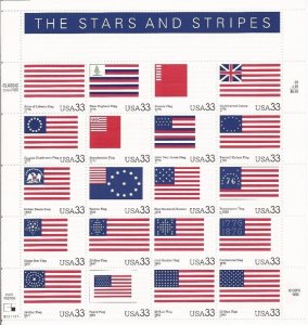 US Stamp 2000 Stars and Stripes 20 Stamp Sheet - Scott #3403