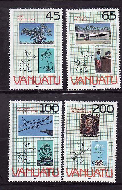 Vanuatu-Sc#519-22- id7-unused NH set-Planes-Stamp exhibition-1990-