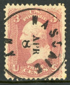 USA 1861 Washington 3¢ Rose Scott #65 VFU G190