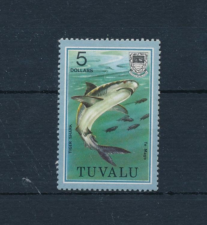 [51977] Tuvalu 1979 Marine life Shark highest value from set MNH light toned