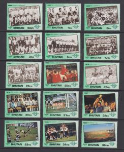 Bhutan Sc 1028-1048 MNH. 1991 World Cup Soccer, cplt set of 15 + 6 souv sheets