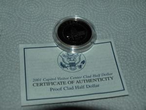 2001-PROOF SILVER $.50 CAPITOL VISTORS CENTER 