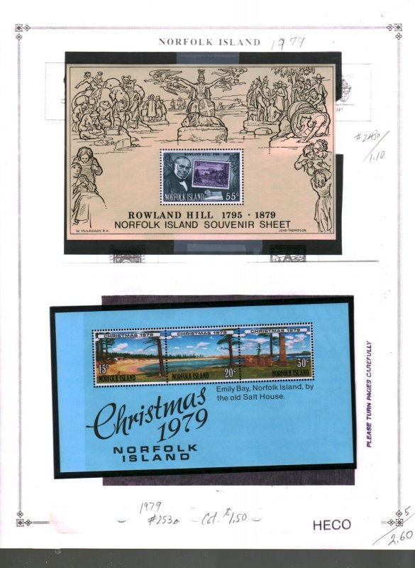Collection, Norfolk Islands, Scout Album Pages 1947/1990, Cat $30, Mint & Used
