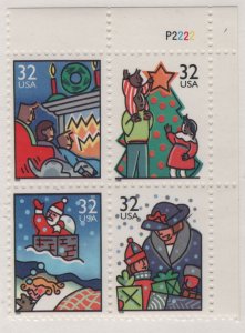 3111a 32c Christmas P2222 UR Plate Block