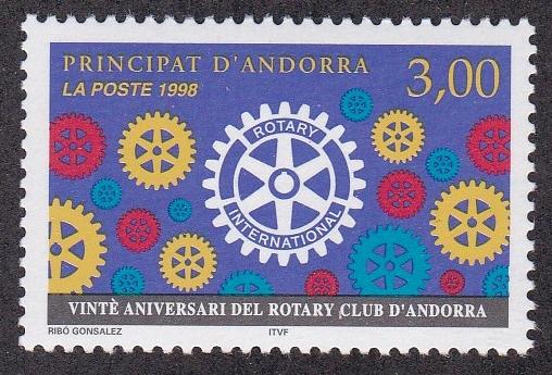 French Andorra # 493, Rotary Club Anniversary, NH, 1/2 Cat