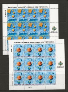 SAN MARINO Sc 1782-3 NH MINISHEETS of 2009 - EUROPA. Sc$38