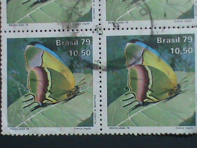 BRAZIL STAMP-1979 SC# 1621 BEAUTIFUL BUTTERFLY-WITH CANCEL USED BLOCK OF 4 VF