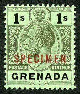 GRENADA SG98ds 1913-22 Wmk MCA 1s black/emerald back opt SPECIMEN