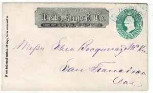 1870's Wells Fargo Express Chinese Camp, Cal. oval cancel in blue on 3c entire