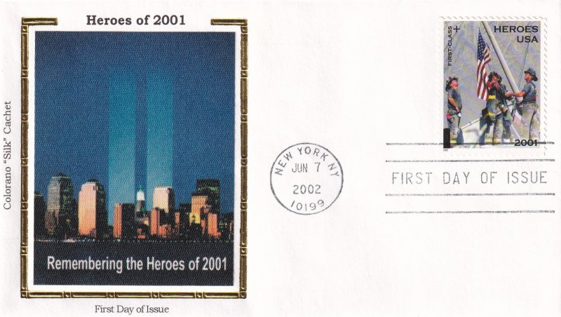 2002, Heroes of 2001, Colorano Silk, FDC (E11861)