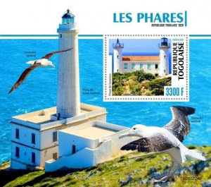 Togo Lighthouses Stamps 2020 MNH Senetosa Lighthouse Architecture Birds 1v S/S