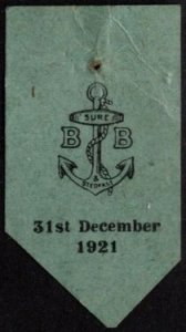 1921 Great Britain Ribbon Etiquette The Boys' Brigade (BB) Youth 0rganis...