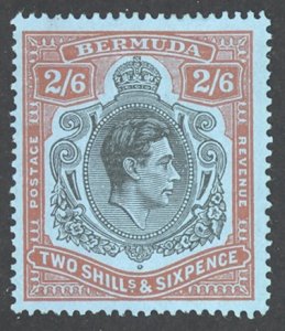 Bermuda Sc# 124a (perf 14) mint no gum 1938-1951 2sh6p King George VI