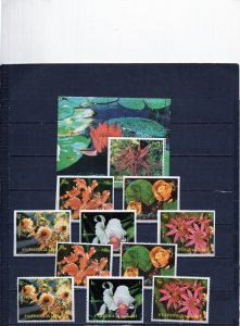 FUJEIRA 1972 FLORA FLOWERS  2 SETS OF 5 STAMPS PERF. & IMPERF. & S/S MNH