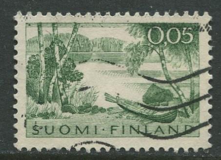 Finland - Scott 380 - Lake & Rowboat -1961- Used - Single 5m Stamp