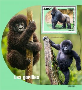 NIGER - 2022 - Gorillas - Perf Souv Sheet #1 - Mint Never Hinged