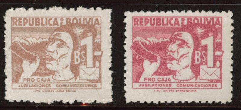 Bolivia Scott RA19-20 MH* 1954-55 Postal tax set