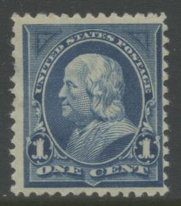 US Sc#264 1895 1c Franklin Blue with Watermark F-VF OG Mint with Hinge Thin