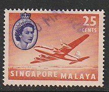 1955 Singapore -Sc 37 - single - used VF - Argonaut plane