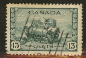 CANADA Scott 258 used 1943 13c tank stamp CV$3.60