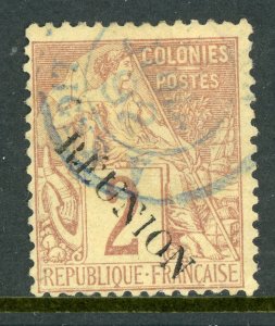 Reunion 1891 French Colonial Overprint 2¢ Brown WITH ACCENT VFU T484