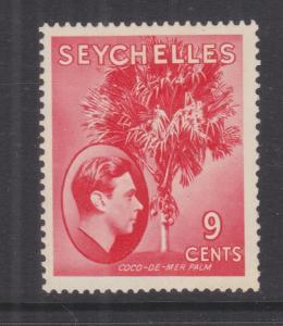 SEYCHELLES, 1938 KGVI 9c. Scarlet, lhm.
