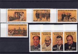 Antigua Barbuda 1984 Sc#819/826 Kennedy/Churchill/De Gaulle Set (8) MNH VF