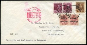 Spain, Zeppelin Flights, 1930 (May 16) Seville Flight, cover to Philadelphia,...